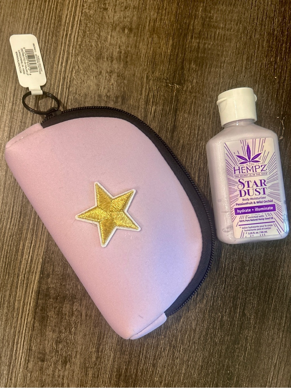 Hempz Star Dust Passionfruit Wild Orchid Lotion & Neoprene Zip Pouch Set NWT